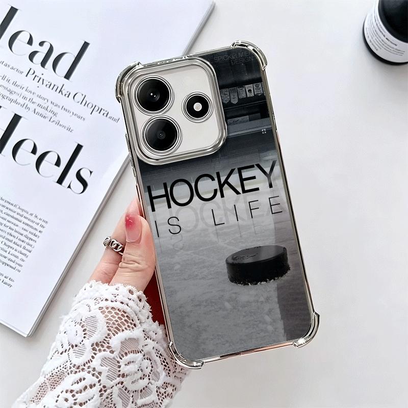

Ice Hockey Rink Sport Plating Phone Case For Xiaomi Redmi Note 14 15 Pro Plus 13 12 11 11S 11T 10 9S 9 5G Anti-Fall Airabag Cove Redmi Note 15 Pro 5G