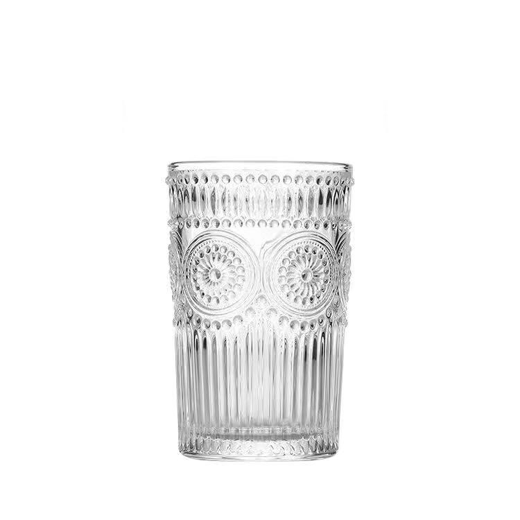 Nordic Style Retro Relief Sunflower Glass Coffee Cup Milk Cup Breakfast Cup Juice Cup