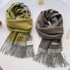 Wool Luxury Women Scarf Gift Fashion Two-Tone Winter Warm Scarves Tassel Shawls Pashmina Lady Wraps Bufanda