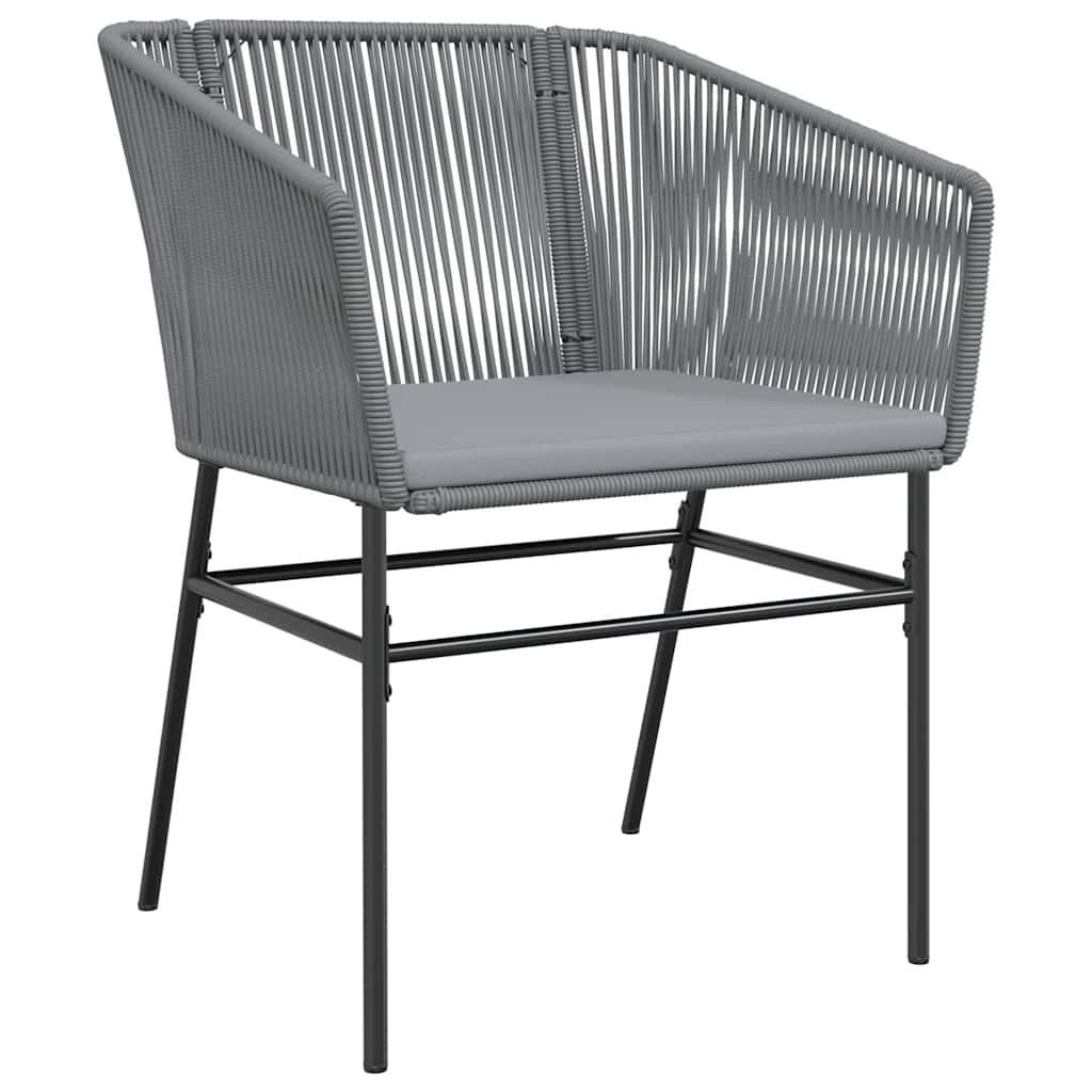 5 Piece Outdoor Dining Set with Cushions Grey Poly Rattan Glass Table
