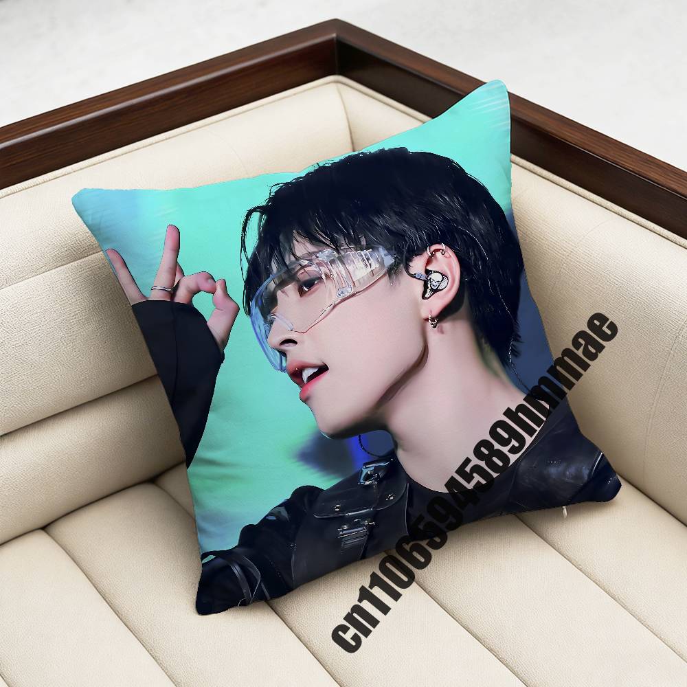 For A-Ateez K-Kim Hong Joong Throw Pillow Case Sham 45X45Cm 40X40Cm Square Car Pillowcase Pad Cushion Cover