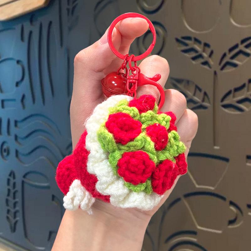 Handmade Crochet Rose Keychain Ornament - Valentine's Day Gift