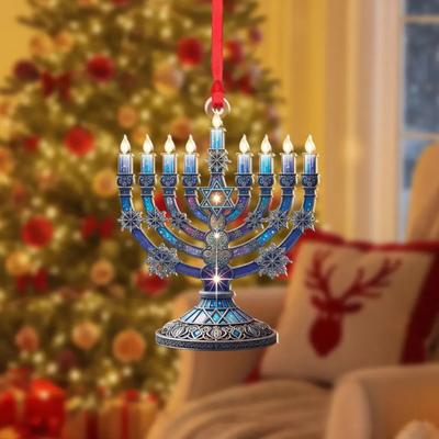Acrylic Car Ornament Festive Menorah Ornament for Jewish Holiday Displays Indoor