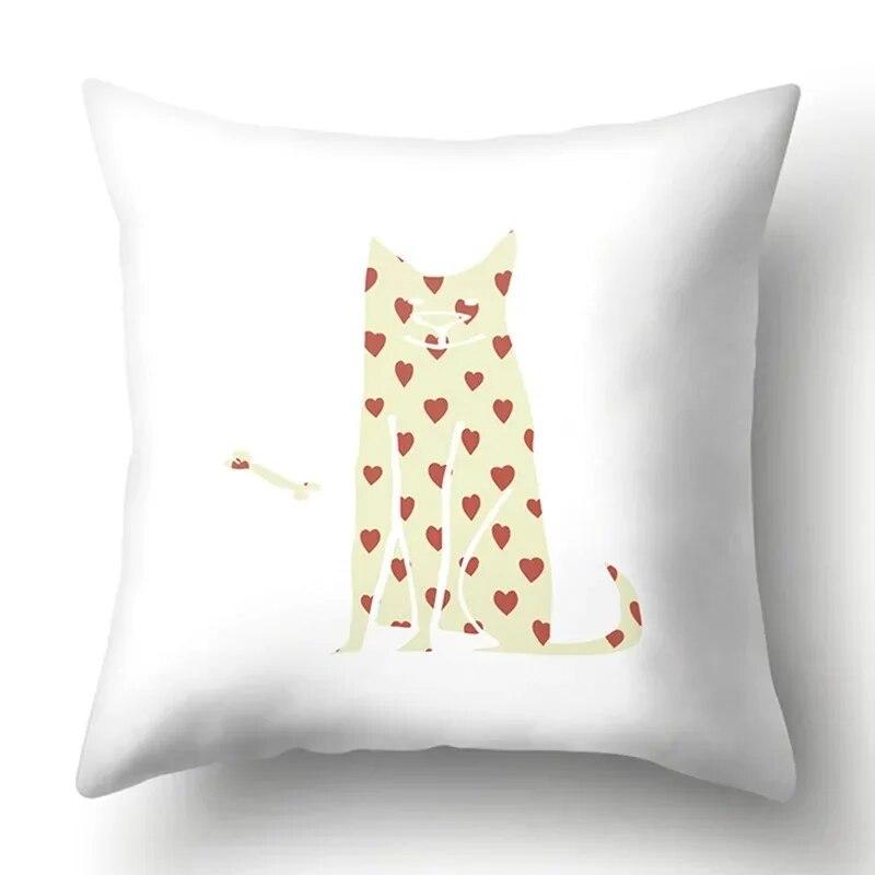 Simple Plaid Animal Pillowcase Puppy Cat Giraffe Pillowcase Children's Room Home Decoration Living Room Sofa Cushion Cover