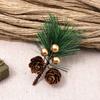 10 Pcs Artificial Pine Pick Mini Pine Needles Branches with Gold Berry Small Pinecones Stems for Holiday Crafts Christmas Tree DIY Garland Wreath