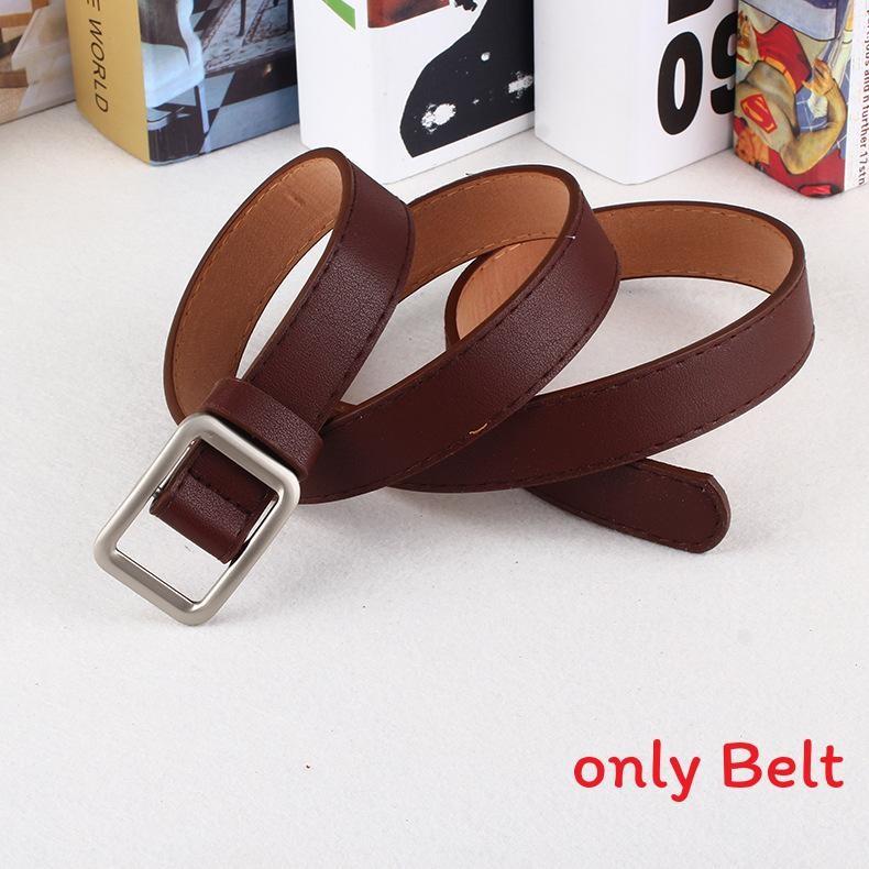 Simple Color Solid Metal Buckle Decor Women Waist Belt With No Punching Design