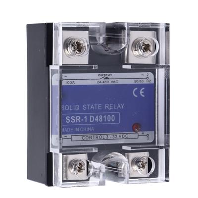 Solid State Relay Single Phase DC To AC SSR with Plastic Cover Input DC3‑32V Output AC24 480V 100A