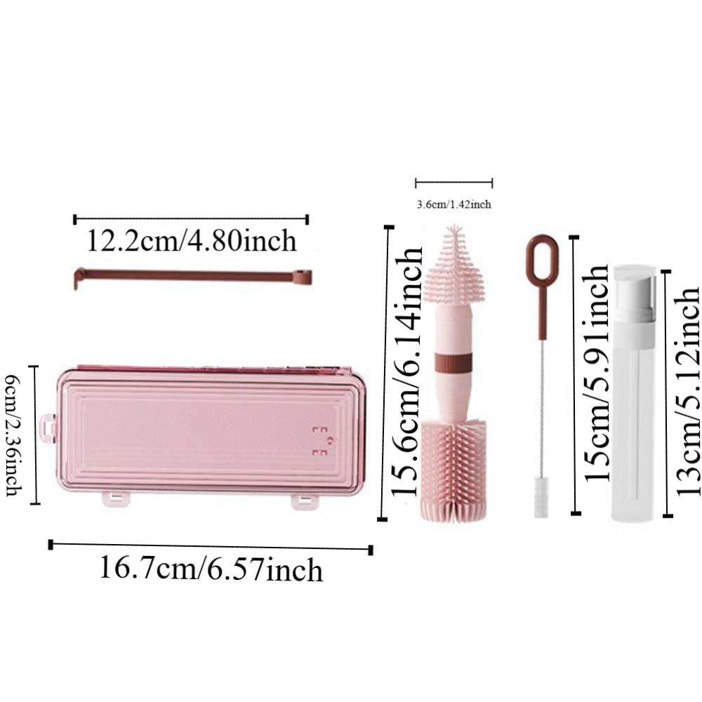 ABS Bottle Cleaning Brush Set TPR Bottle Brush Pacifier Straw Scrubber Nylon Travelbottle Glass Cup Washing Tool Bowl