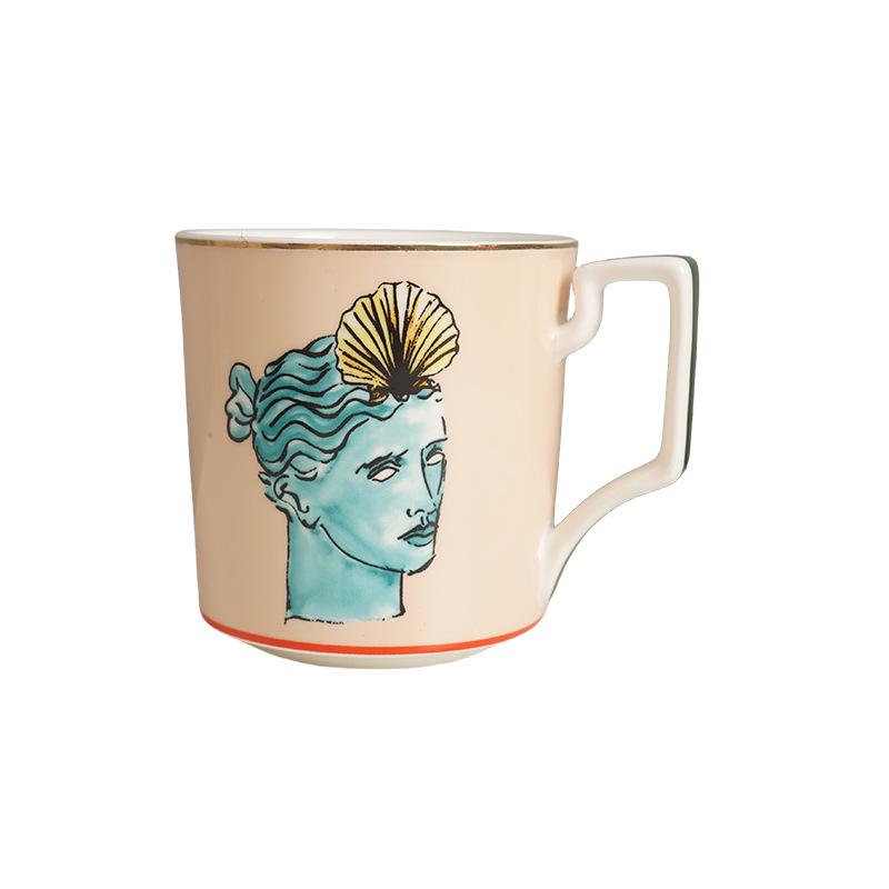 

Poseidon Ceramic Mug Creative Decal Steak Western Dessert Plate Cutlery Couple Cup Home Decor Tableware 200ml