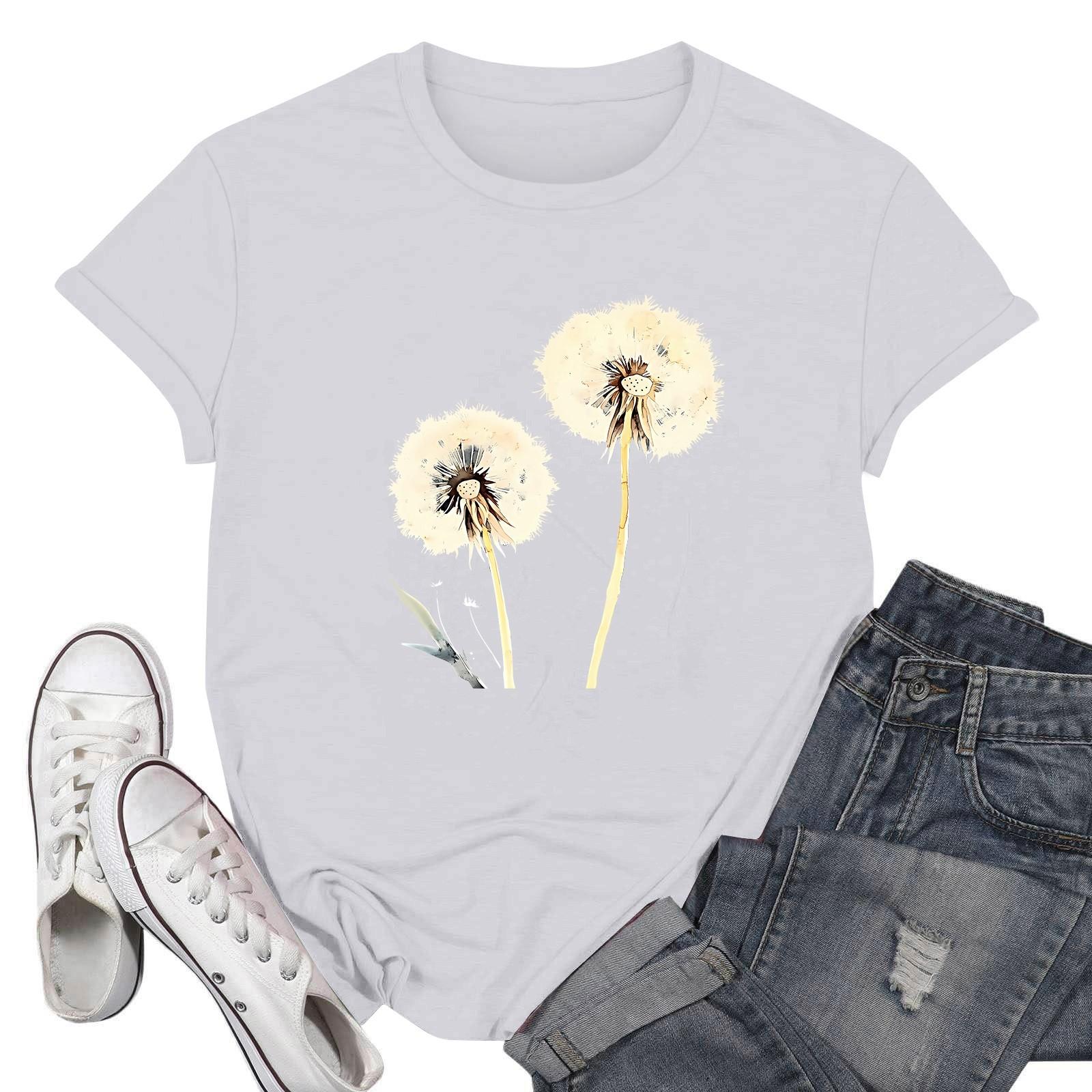 

Жіночі модні повсякденні пуловери з принтом і круглим вирізом з короткими рукавами XL білий