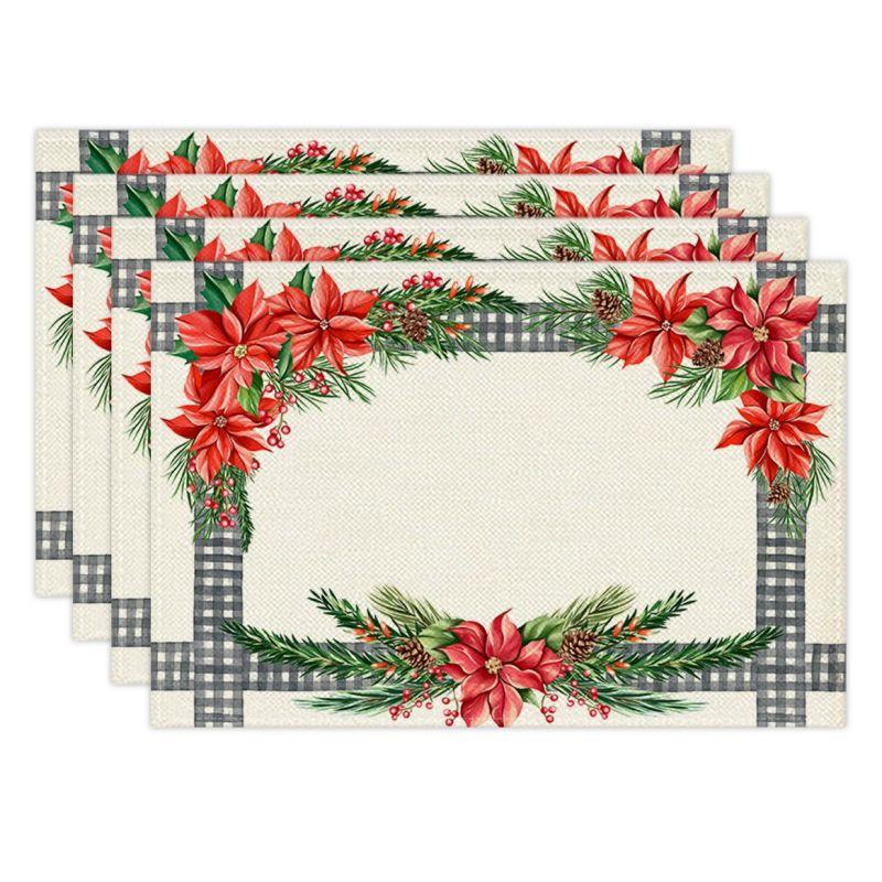 Christmas-Themed Linen Placemats Heat-Resistant Suitable for Kitchen Table Mats for Indoor Gatherings Seasonal Fall Table Decor