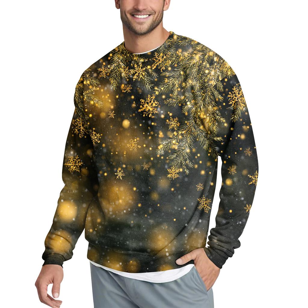 Men's Casual Fashion Printed Round Neck Pullover Sweatshirt