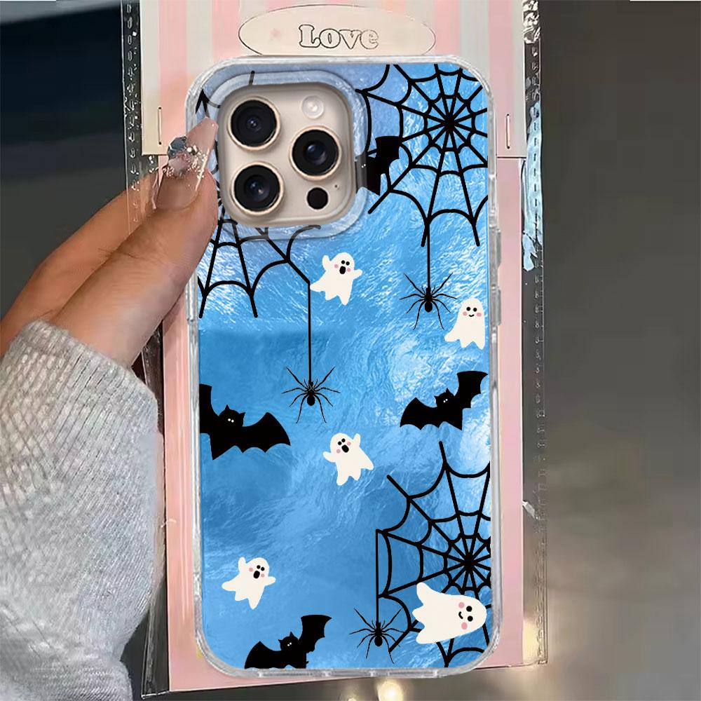 

Cartoon Halloween Ghost Pattern Phone Case For iPhone 16 15 14 13 12 Pro Max 7 8 Plus 11 16e X XS XR SE Shockproof Cover Coque iPhone 12