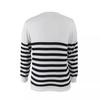 Women's Autumn and Winter Black and White Striped Knitted Cardigan Loose Sweater