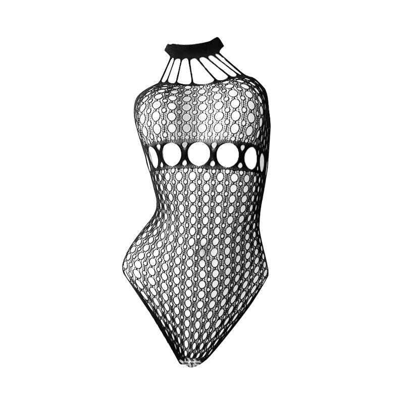Plus Size Fishnet Stockings with Open Crotch - Seductive Lingerie for Flirty Bedtime Fun