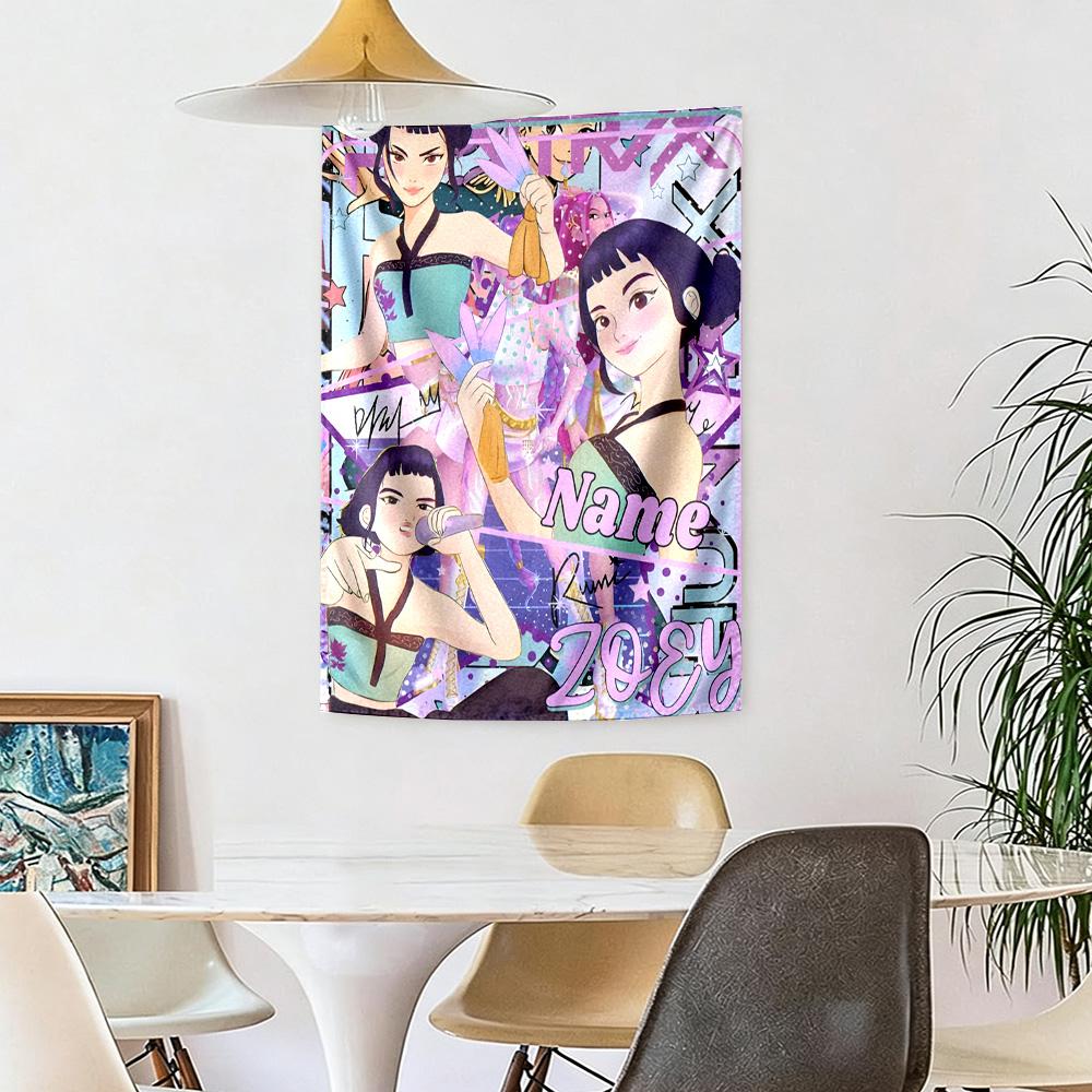 Kpop Demon Hunters Custom Your Name Wall Decor Tapestry Art For Pet Memorial Birthdaywedding Party Backdrop Family Gift