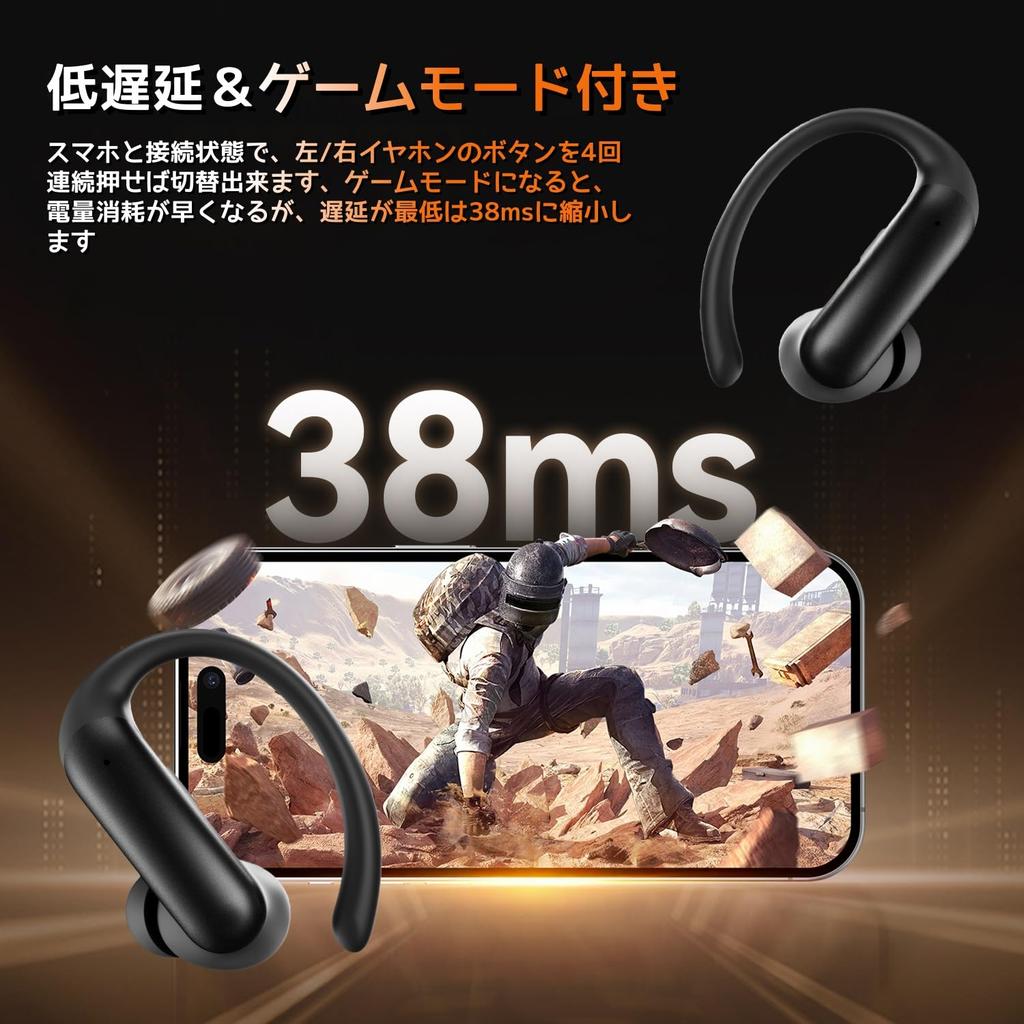 Keiby Citom Bluetooth Wireless Earphones, Over-the-Ear, Physical Buttons, Accident Prevention, Deep Bass, AAC Support, LED Display, Stable Fit,