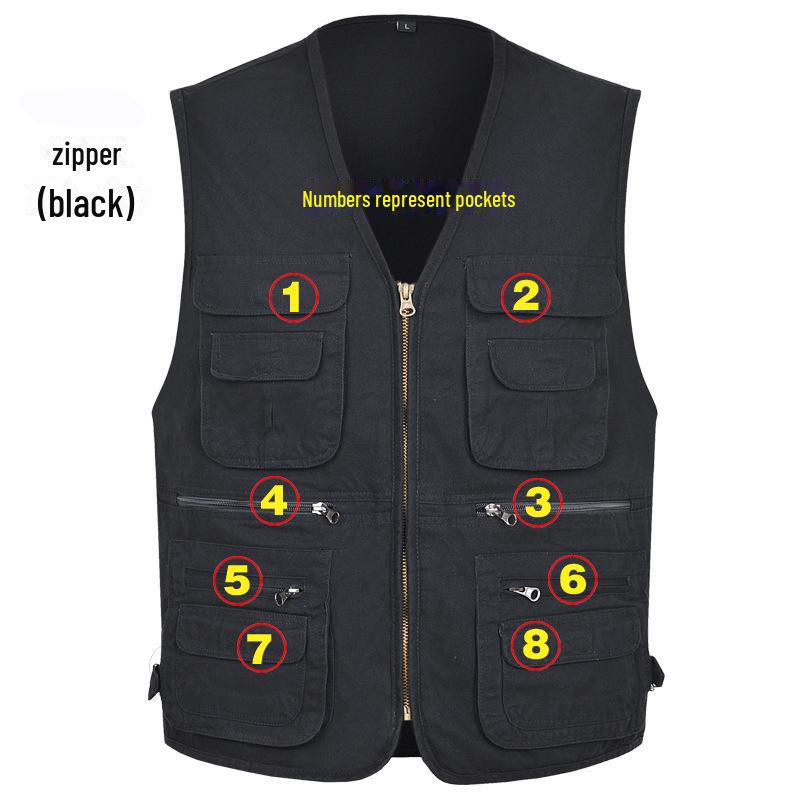Men's Plus Size Pure Cotton Multi-Pocket Fishing Photography Vest
