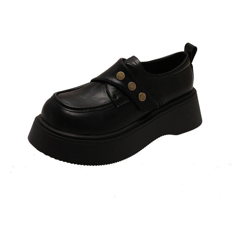 [Yushilai] British Style Thick-soled Small Leather Shoes for Women In the Spring of 2025, the New Japanese Casual Versatile One-pedal
