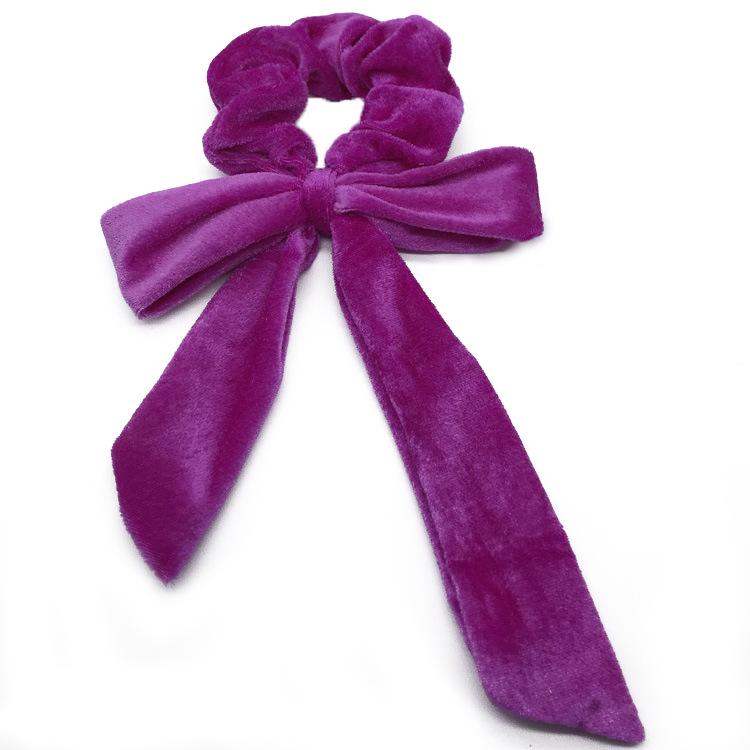 Korean Velvet Bow & Ribbon Swallowtail Scrunchie for Women