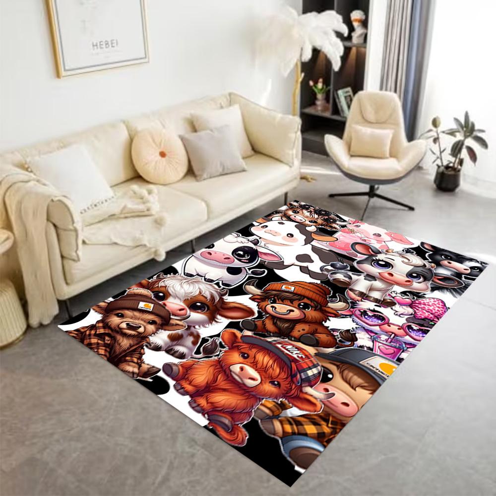 1pc home carpet highland cow design for office decor bedroom gift
