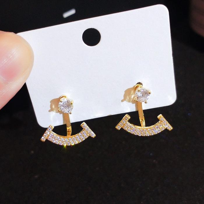 Niche Design Smiley Face Earrings Personalized Tide Diamond Earrings Simple Temperament Integrated Earrings