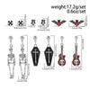 6pcs Set Dark Gothic Sliver Color Spider Web Bat Skull Blood-dripping Cross Stud Earrings for Women Men Halloween Jewelry Sets