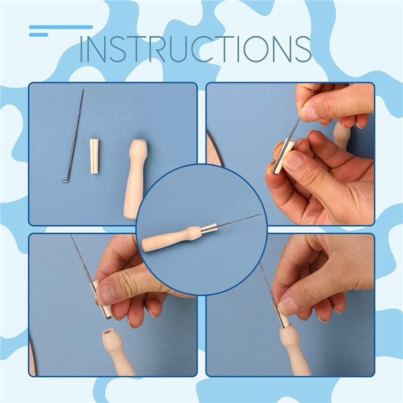 AEE2-Wool Felting Needle Tools, Wool Felting Tool Kit With 3 Sizes Felting Needles And 1/8 Needle Wooden Handle For Needle