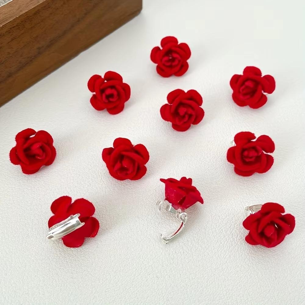 10pcs Resin Hair Clip Rose Hair Buckle Fashion Korean Headwear Accessories Valentine's Day