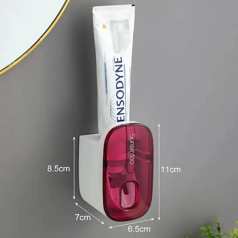 

1 PCS Toothpaste Dispenser Bathroom Accessories Wall Mount Lazy Toothpaste Squeezer Toothbrush Holder красный