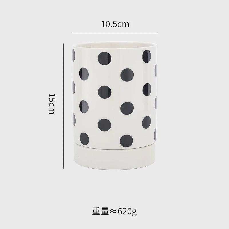 Creative Geometric Pattern Chopstick Holder Ceramic Knife Fork Spoon Storage Rack Drain Storage Jar Household Storage Tools