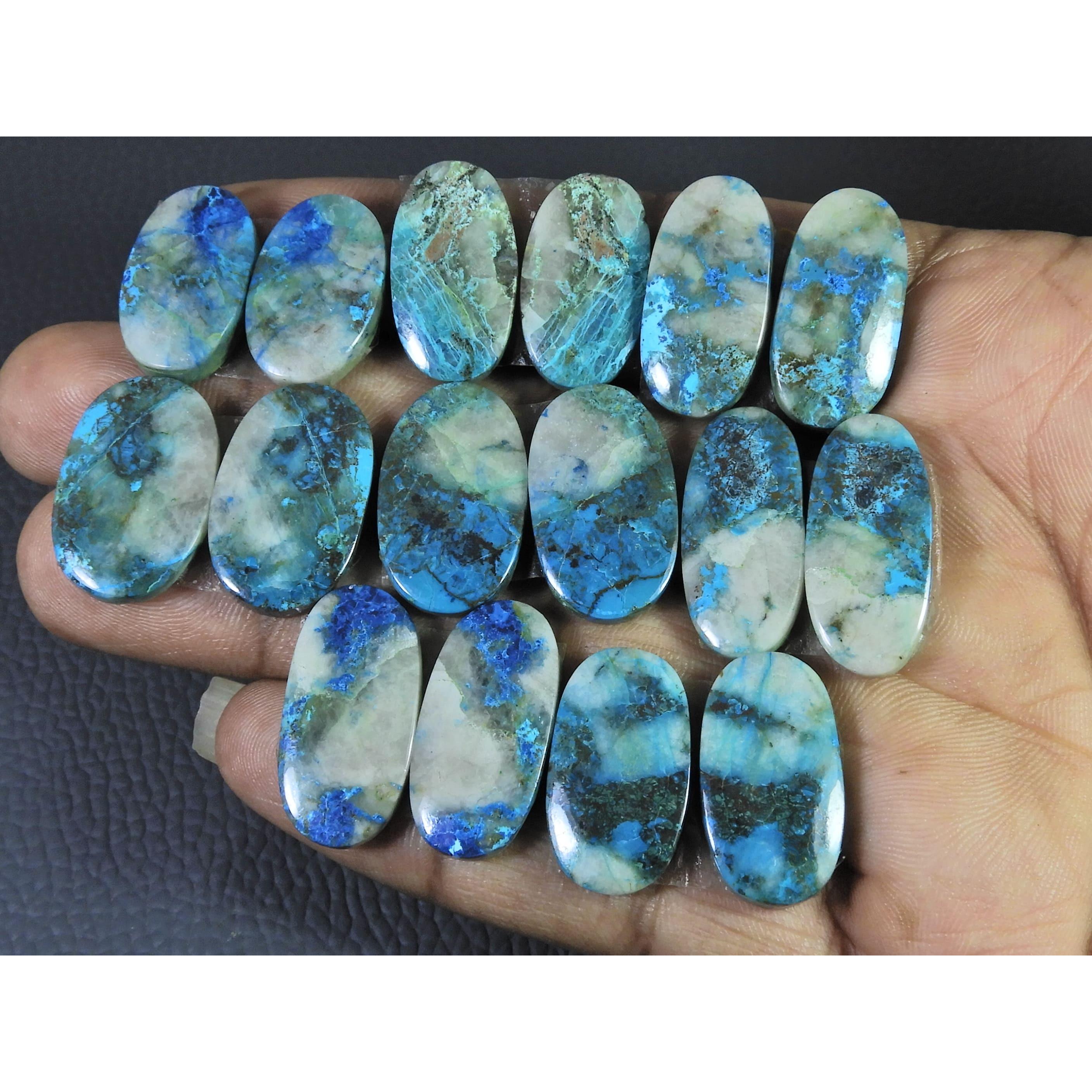 194Cts. Natural Shattuckite Matched Pair Oval Cabochon Gemstone 8Pair Lot C-1449