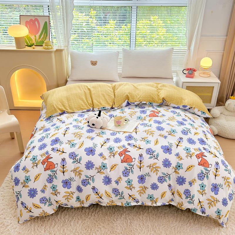 1Pc Sweet Red Flowers Duvet Cover Botanical Floral Pattern Comforter Cover Skin-friendly Comfortable Bedding Bedroom Decor