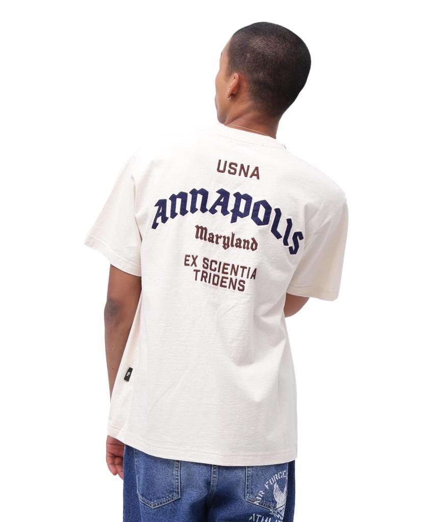 Avirex ANNAPOLIS Store Annapolis Short Sleeve Size T-SHIRT (Official Exclusive) Men's T-Shirt, XL, 414, Natural, 783-5134040