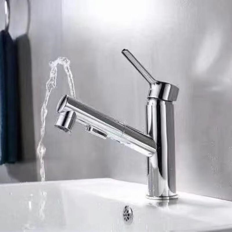 TLXT Stainless Steel Wall-Mounted Pull-Out Kitchen Faucet
