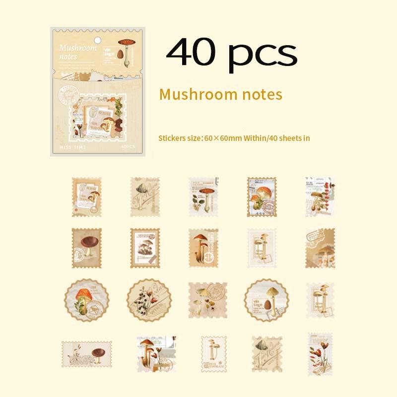 40 Pcs Vintage Stamp Style Stickers Pack Decorative Labels Scrapbooking Collage Material Junk Journal Supplies