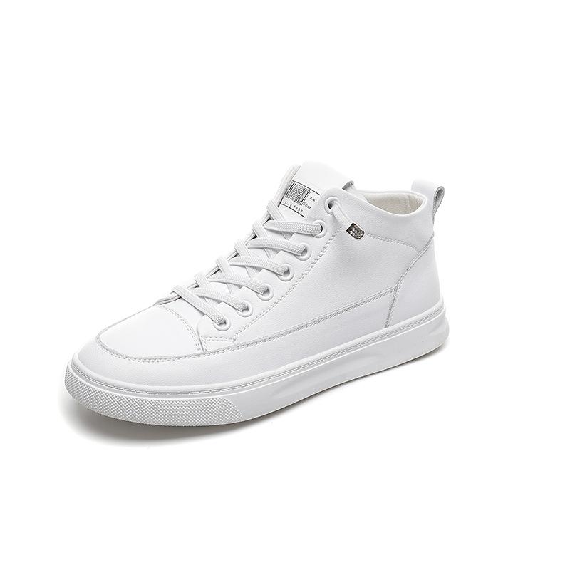 Pantofi albi mici din piele de vacă cu strat superior înalți pentru femei, în pantofi noi, cu fund plat, casual, în stil coreean, pentru femei