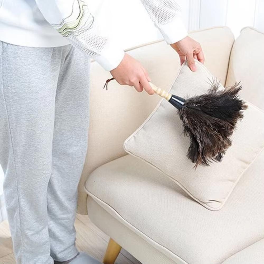 New Feather Duster Wooden Handle Duster Anti-static Dust Removal Dusters Ostrich Duster Feather Fur Brush For Home Cleaning Tool