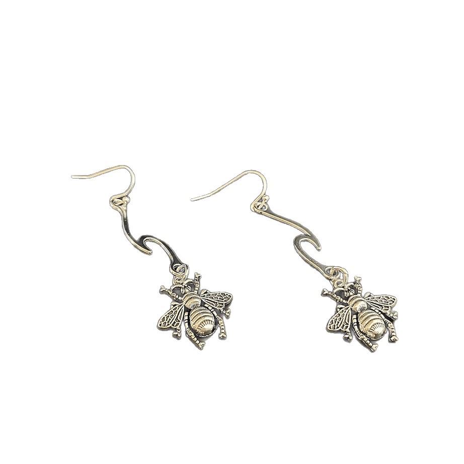 Handcrafted Bohemian Silver Bumblebee Dangle Earrings