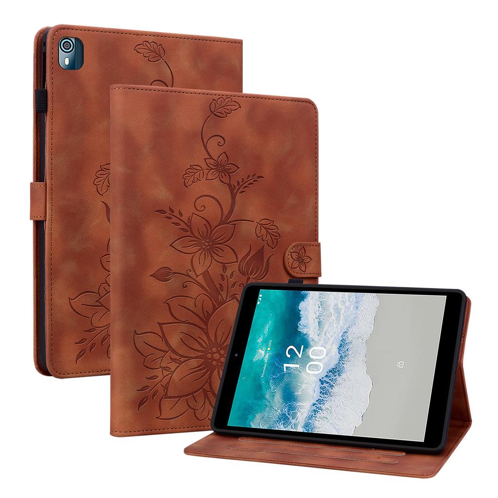 Per Nokia T10 Custodia per Tablet in Pelle PU con Squisito Design Floreale Goffrato