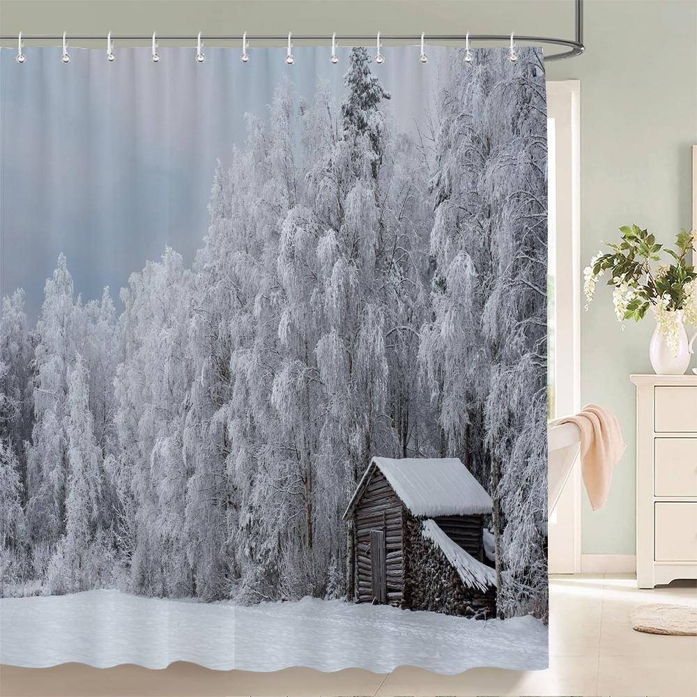 3D Printed Natural Mountains Forest Landscape Shower Curtain Polyester Fabric Waterproof Bathroom Curtains With Hooks 180*180