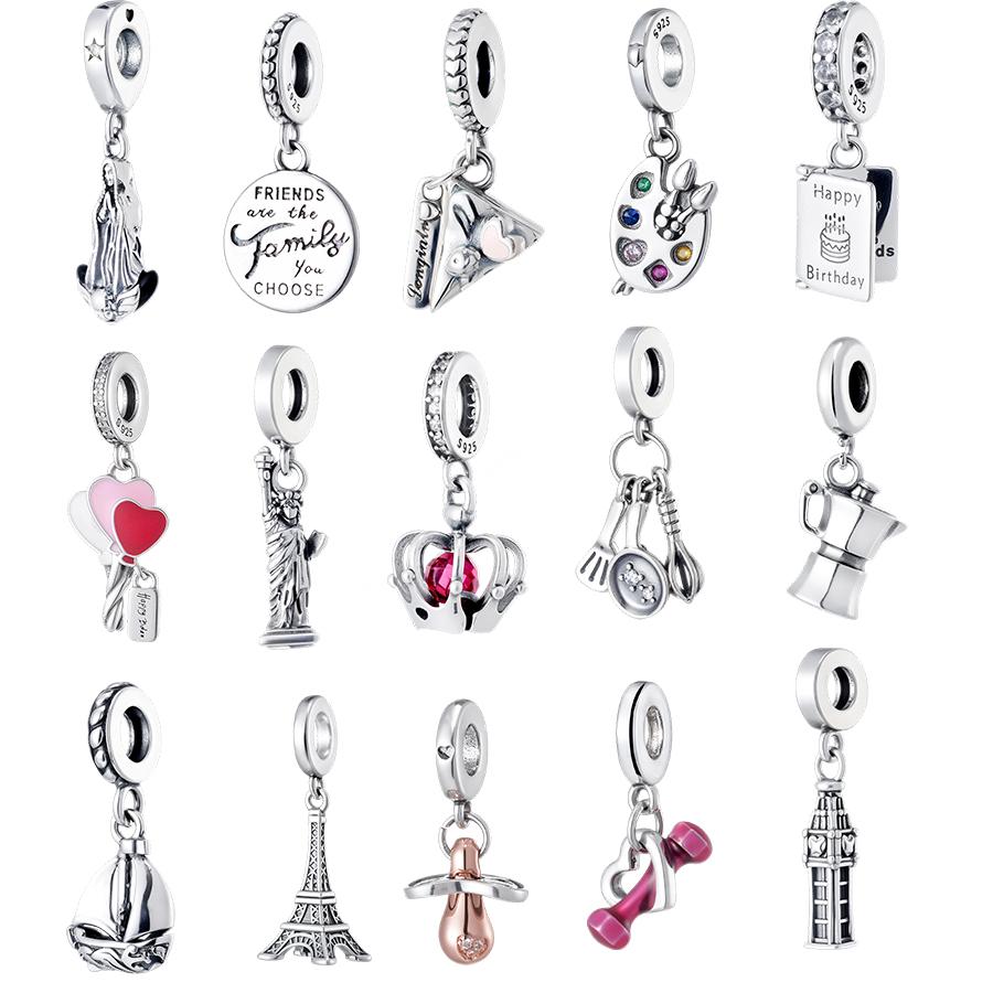 Travel & Life Charms for Bracelet DIY Jewelry Making Eiffel Tower Statue of Liberty Family Birthday Pendant Beads Gift