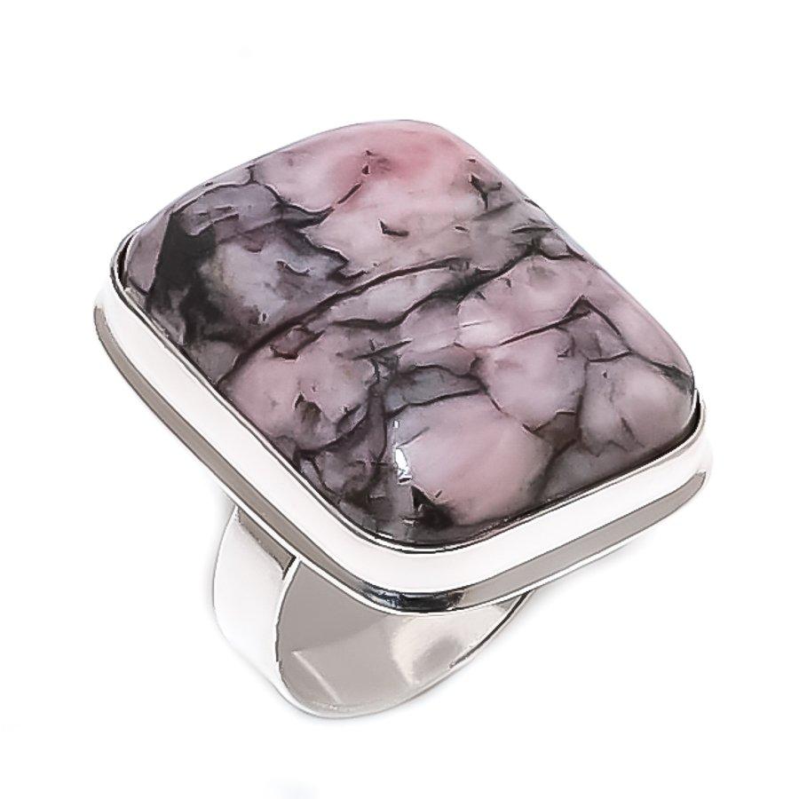 

Rhodonite Gemstone Handmade 925 Sterling Silver Jewelry Ring Size 9 k0f28