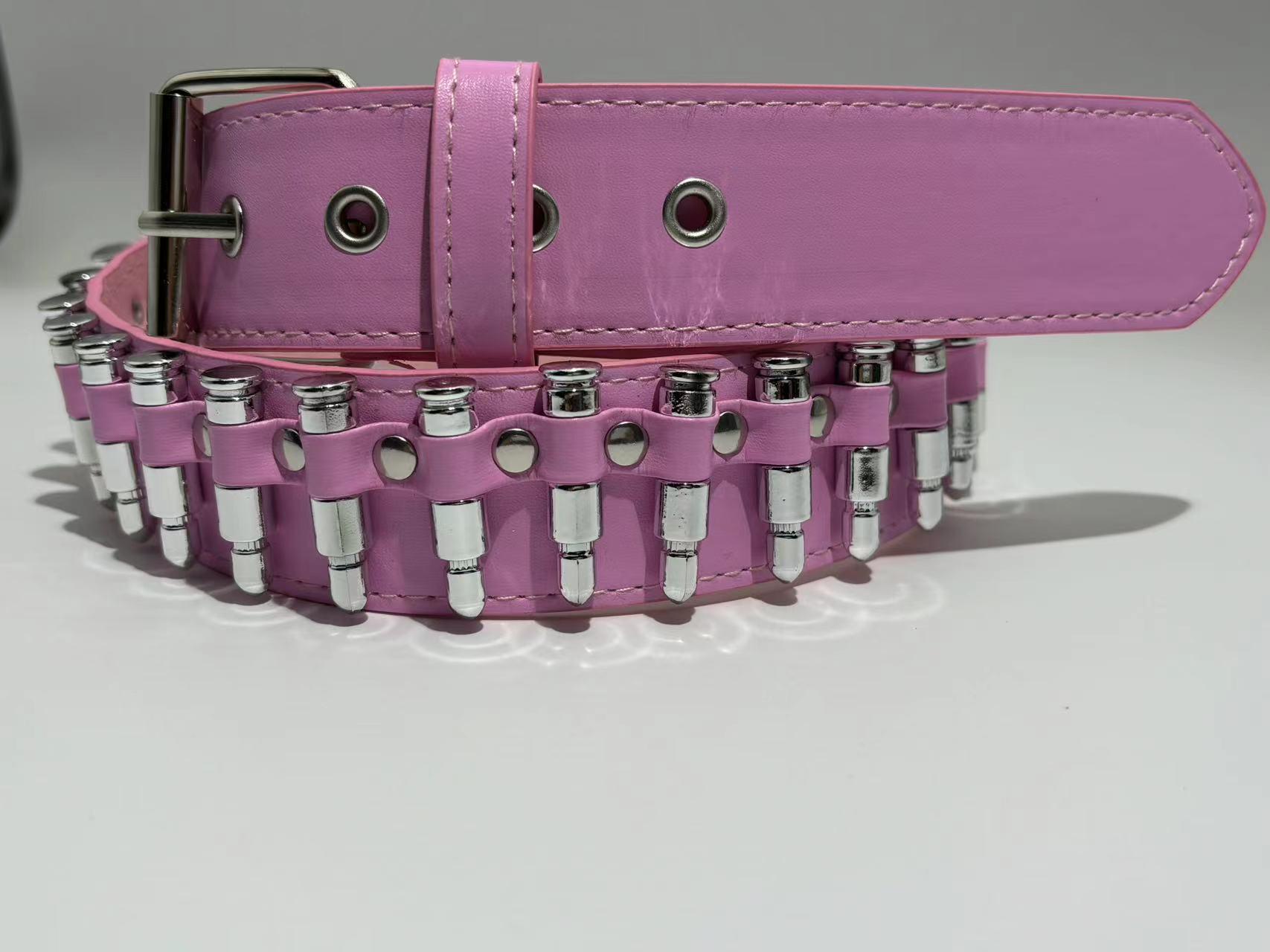 

American Punk Style Bullet Head Inlaid Women s Belt 105cm
