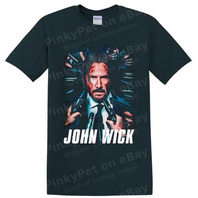John Wick Film T-Shirt mit Schießerei-Porträt Actionfilm Grafik Sammler-T-Shirt