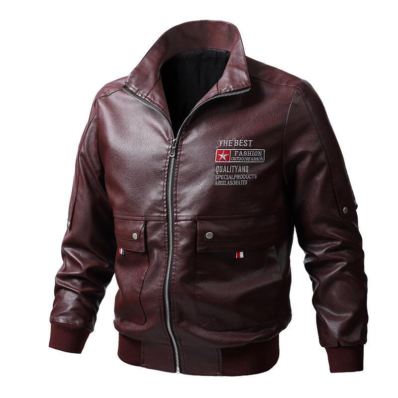 Moda in pelle da uomo autunnale Abbigliamento da motociclista Giacca in pelle sottile da uomo Cappotto da uomo Air Force