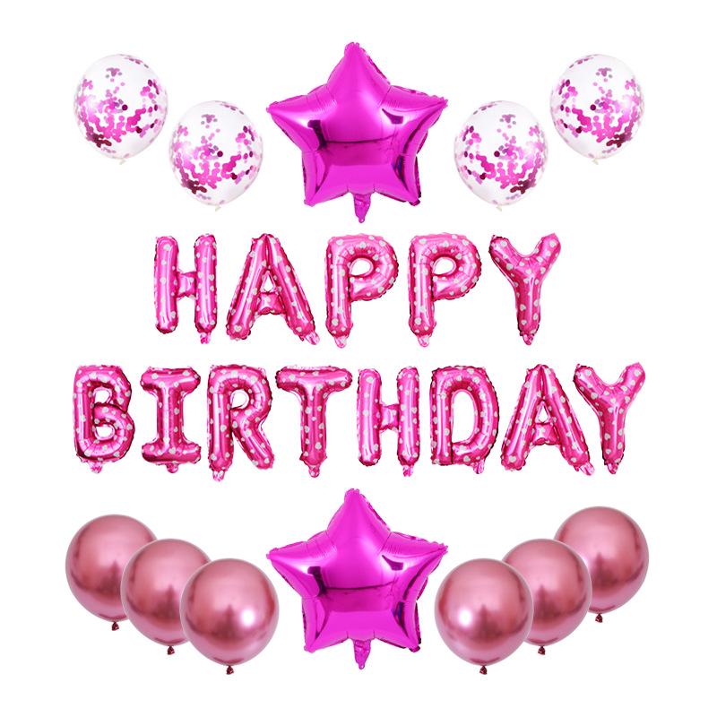 Happy Birthday Balloon Set: Latex, Glitter, Foil Letter Decorations for Party Atmosphere