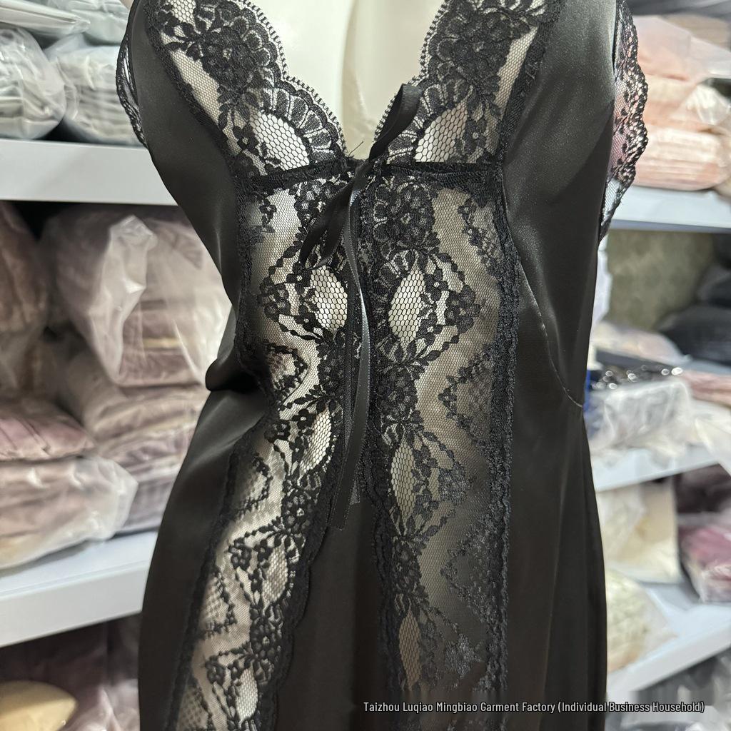 Retro Lace Satin See-Through Camisole Nightgown - Vintage Style Sexy Lingerie