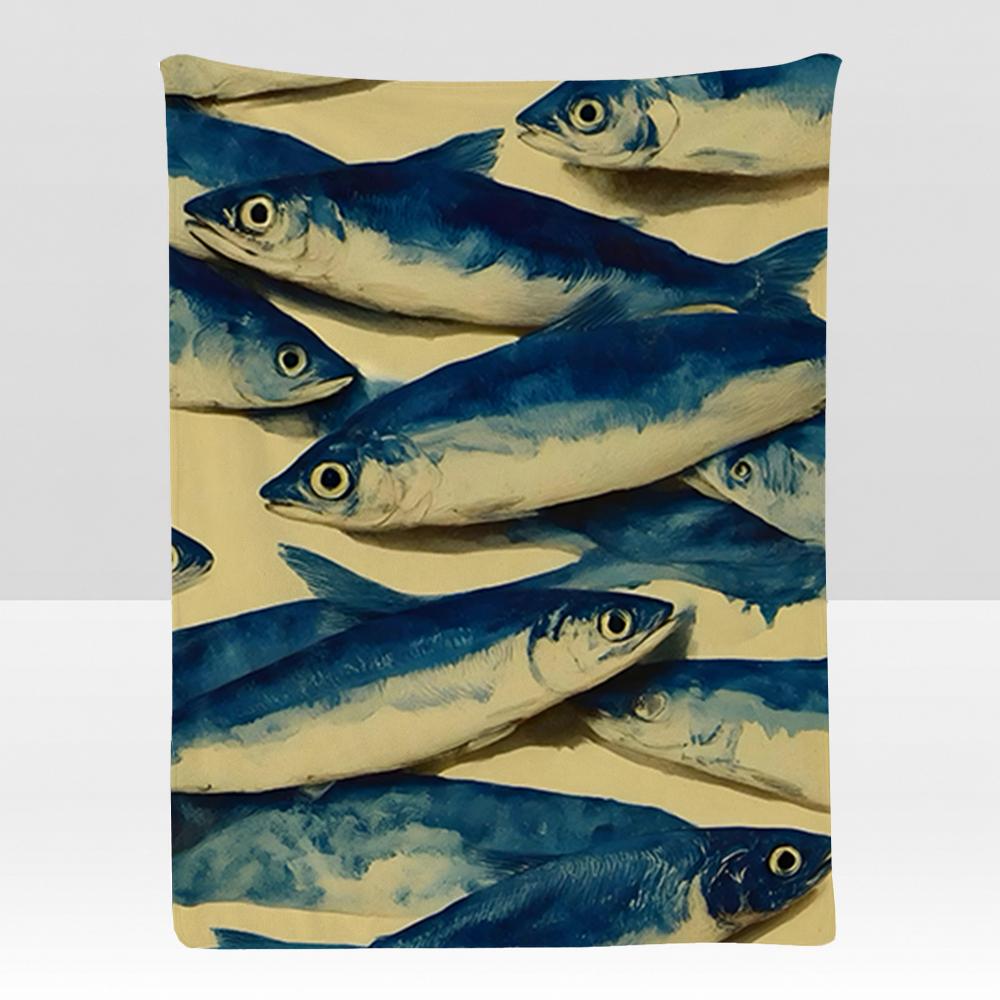 Pattern S-school of F-fish Throw Soft Flannel Blanket for Bed Bedroom Sofa Picnic Throw Skin-friendly Breathable Gift Cover