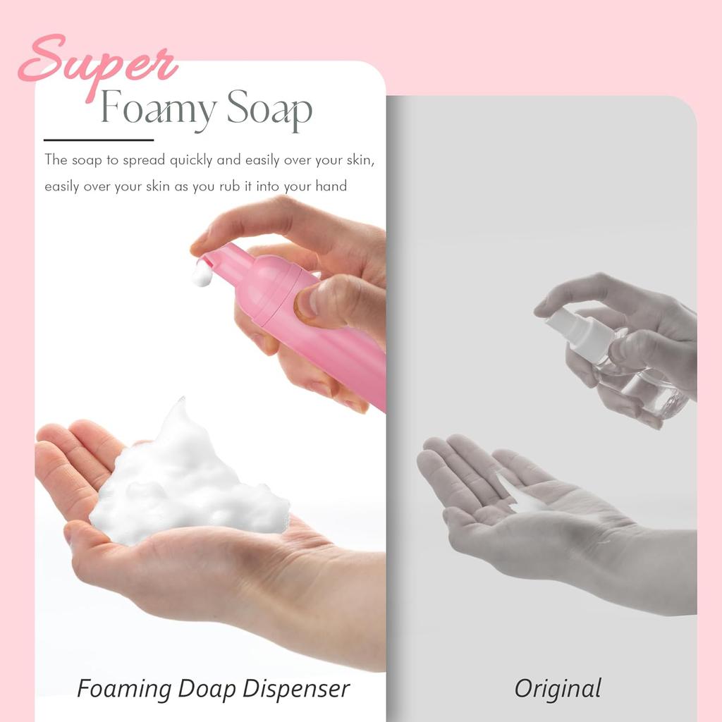 Foam Pump Bottle 3Pcs Travel Lash Shampoo Bottle, Empty Portable Refillable Mousse Foam Soap Dispenser for Hand Soap, Lash Cleanser, Shampoo, Face